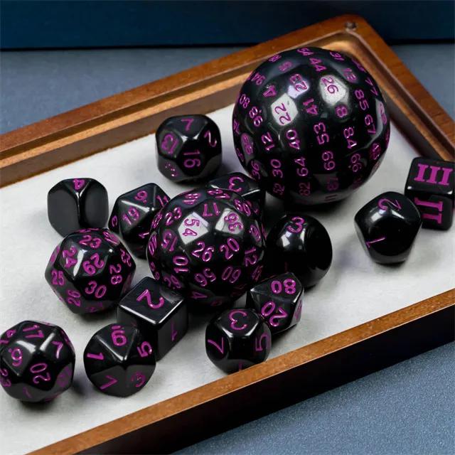 Kostki rpg czarno-fioletowy zestaw 15 kości kostek