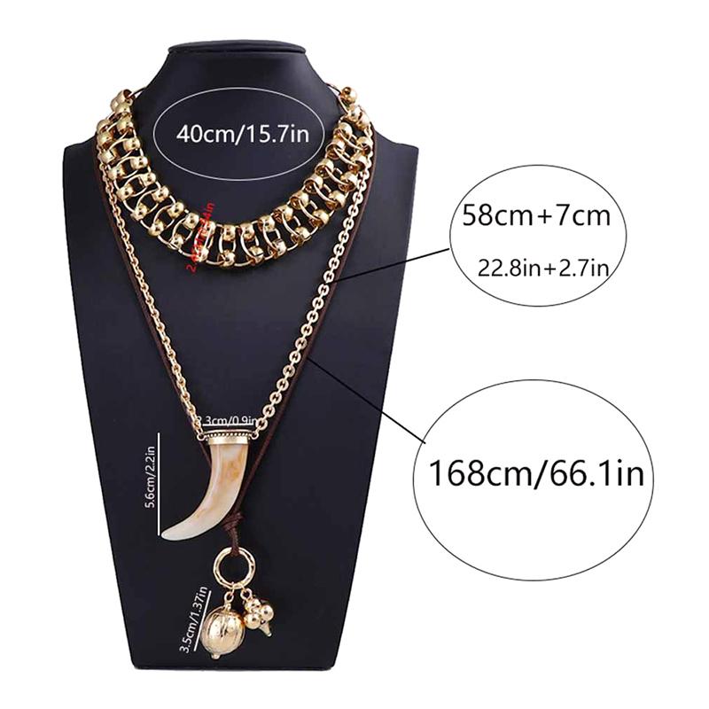 Luxury Multilayer Wolf Tooth Pendant Necklaces For Women Men Vintage Ethnic Style Geometric Necklace Holiday Party Jewelry Gifts