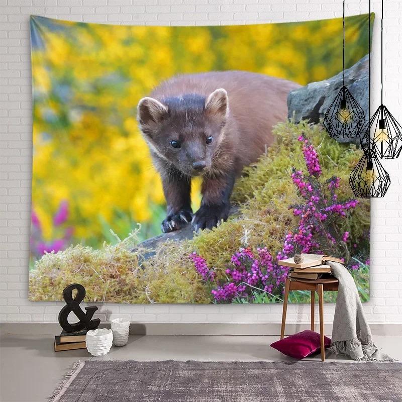 Cute Mink Animal Decorative Tapestry Home Wall Living Room Office Decorative Tapestry