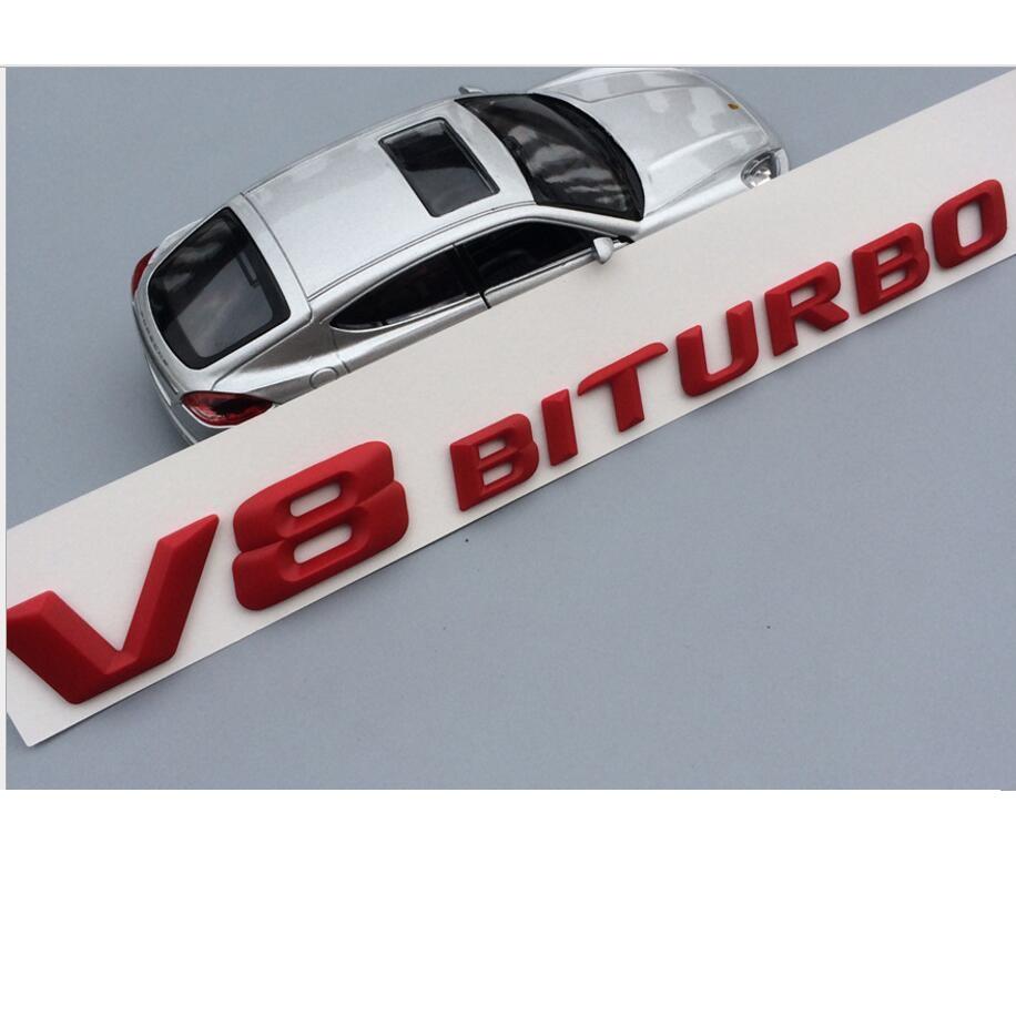 WSF1 Chrome Matt Gloss Black Red V8 BITURBO V8BITURBO Letters Fender Badges Emblems Sticker for Mercedes Benz AMG Car Sticker Emblerm