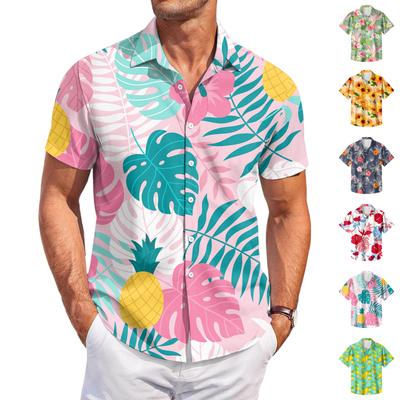 Camisa Casual Masculina com Estampa de Manga Curta