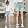 Mädchen Sommer Schleife Jeansshorts Mode Vielseitige Jeans Lässige Sportshorts 5-15 Jahre