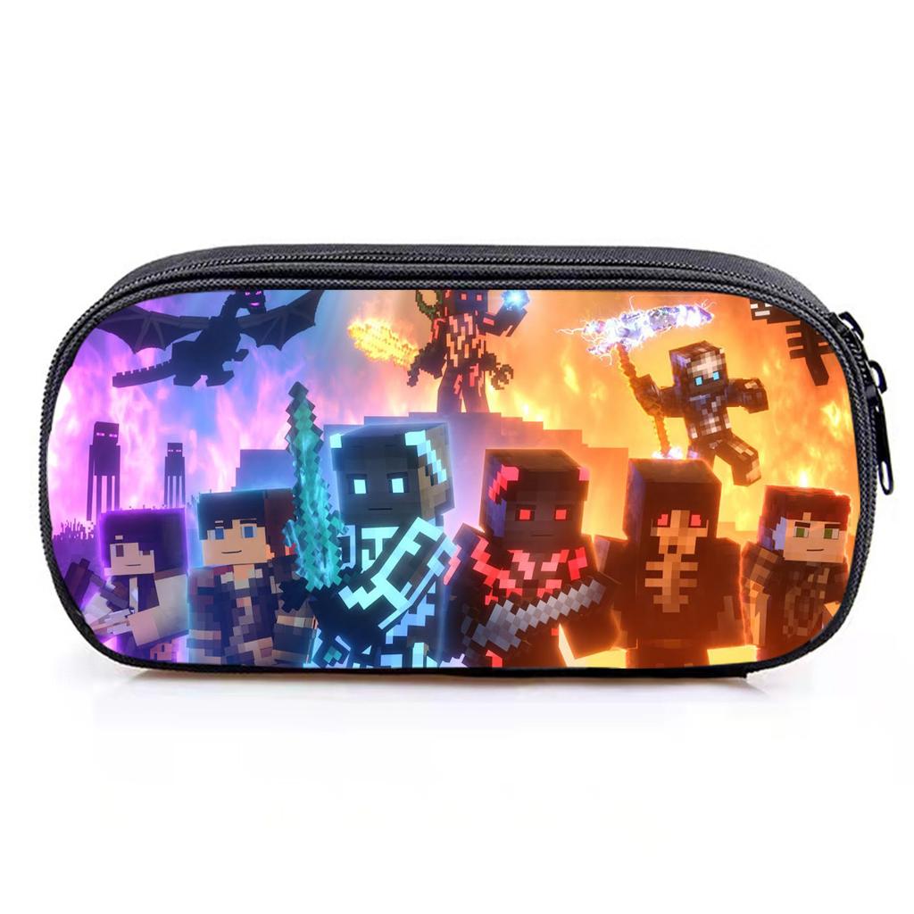 Minecraft Game Student Large Capacity Pencil Bag Stationery Bag Cartoon Pencil Bag Storage, Stationery Box