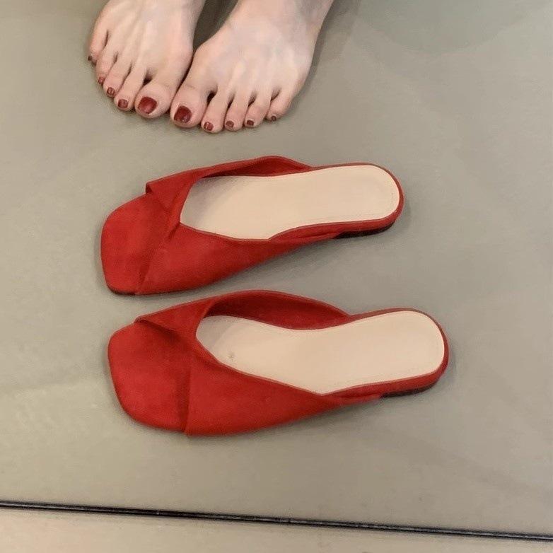 Sanfte Fee coole Hausschuhe süßer Wildleder eleganter Knick floraler Urlaub Strand Zehensandalen