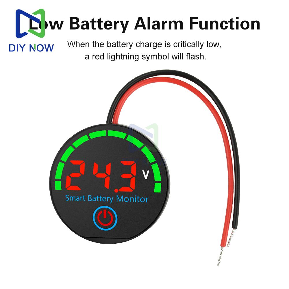 DC7-55V Voltage and Power Indicator Round LED Indicator Universal Battery Power Display for Lithium Batteries Power-Off Memory