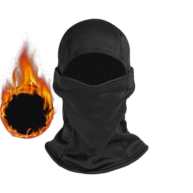 Winter Warming Hood for Men's Cycling Cold-proof Face Mask with Lining Windproof Face Shield and Long Bib Cover