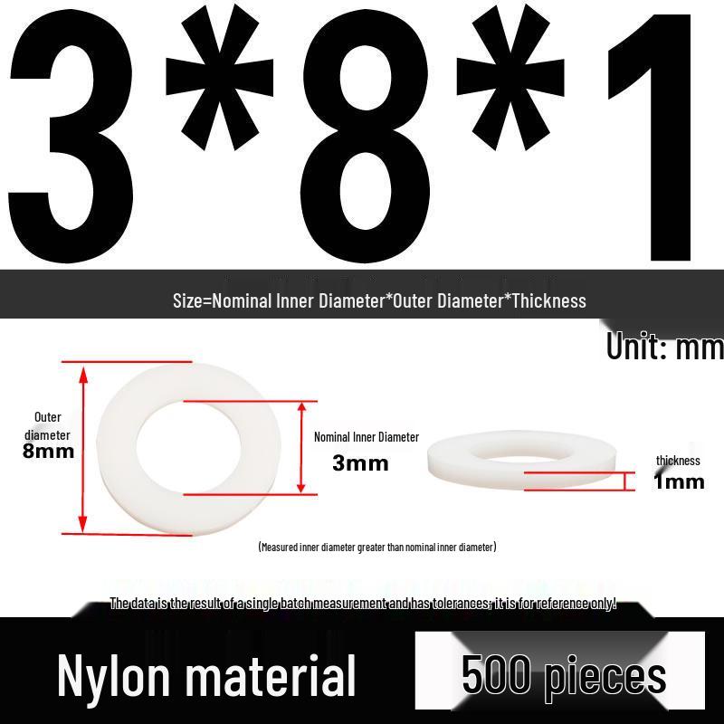 White Wear-Resistant Nylon Flat Washer Round Plastic Insulating Gasket M4-M20