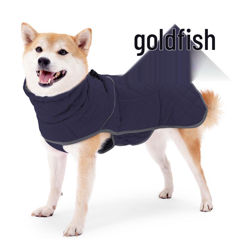 

Водонепроникна бавовняна зимова куртка з вельвету для великих порід - Дизайн, стійкий до холоду S темно-синього кольору