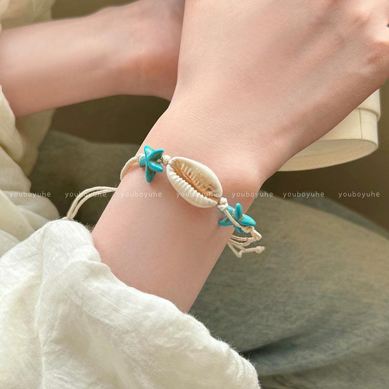 Seaside travel shell starfish bracelet female bohemian creative woven conch bracelet holiday wind hand