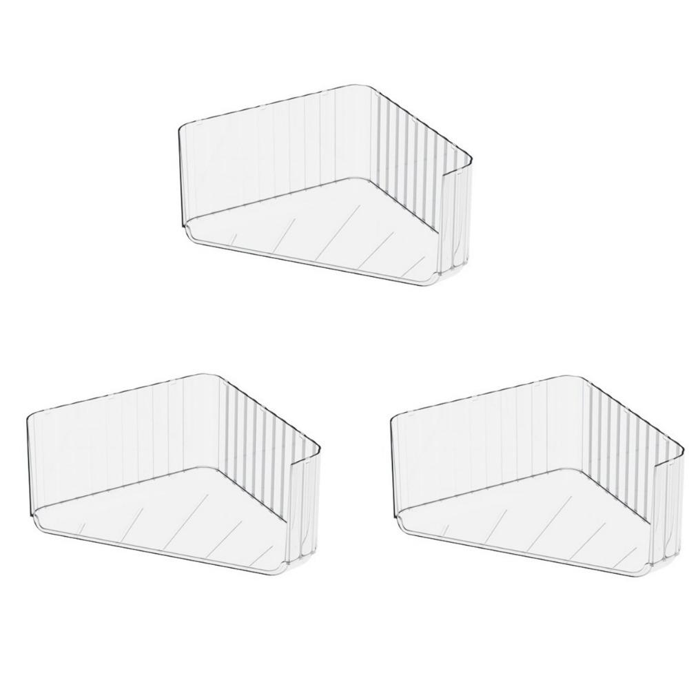 3PCS Plastic Triangle Storage Rack Large Capacity Transparent Cosmetic Storage Box Stackable Cosmetic Organizer for Home