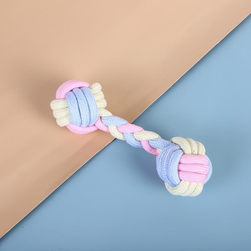Dog Toy Macaron Color Cotton Rope Toy Teeth Resistant Interactive Play Pet Supplies
