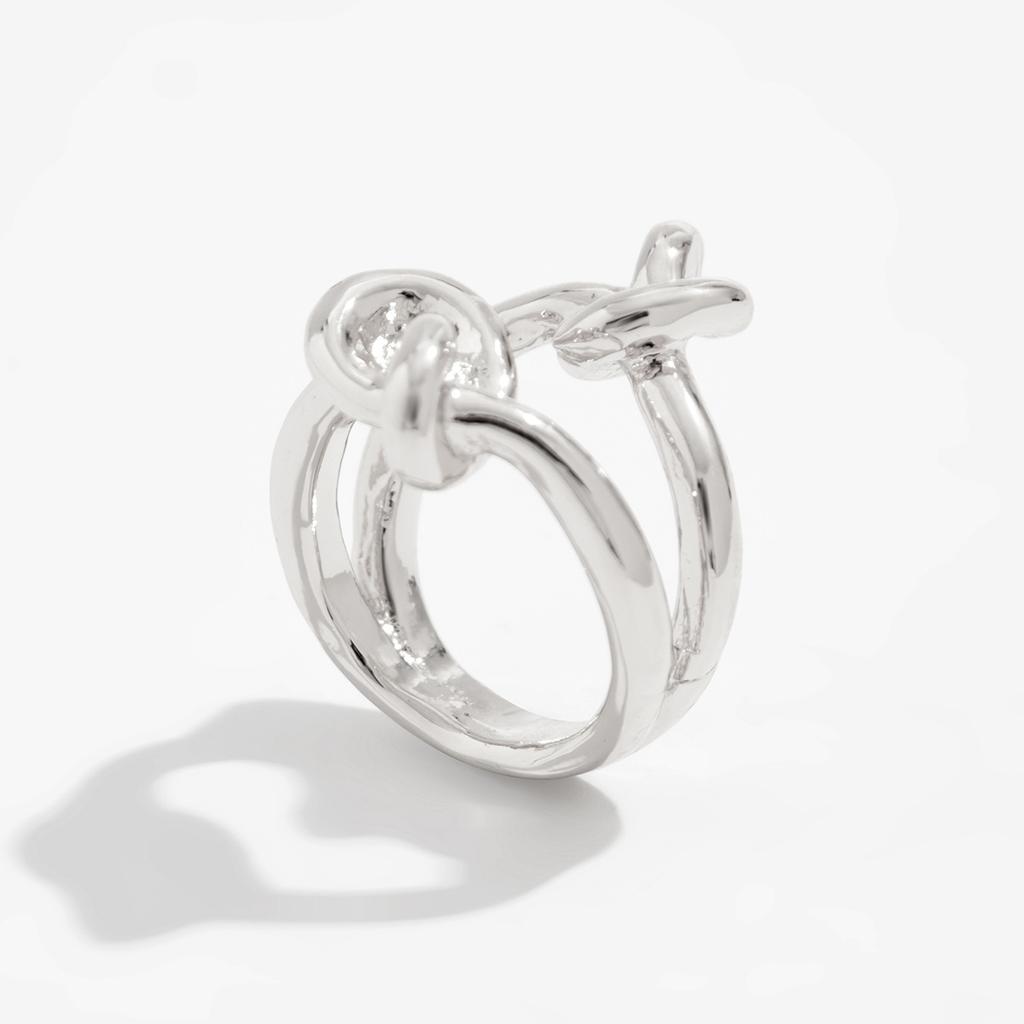Design Sense Irregular Metal Ring Ring, Personality Style High Sense Line Knot Ring
