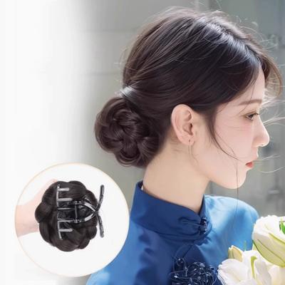 Synthetischer Perücken-Dutt Ballkopf-Form Haar geflochtener Chignon Tänzerin Haarspange Styling Haaraccessoires