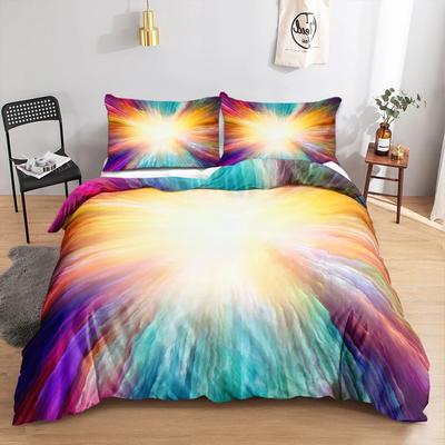 Antarktische Aurora King Queen Bettbezug Buntes Himmels Polarlicht Bettwäscheset Smoky Mountain Wald Weich 2/3-teilige Bettdeckenbezug