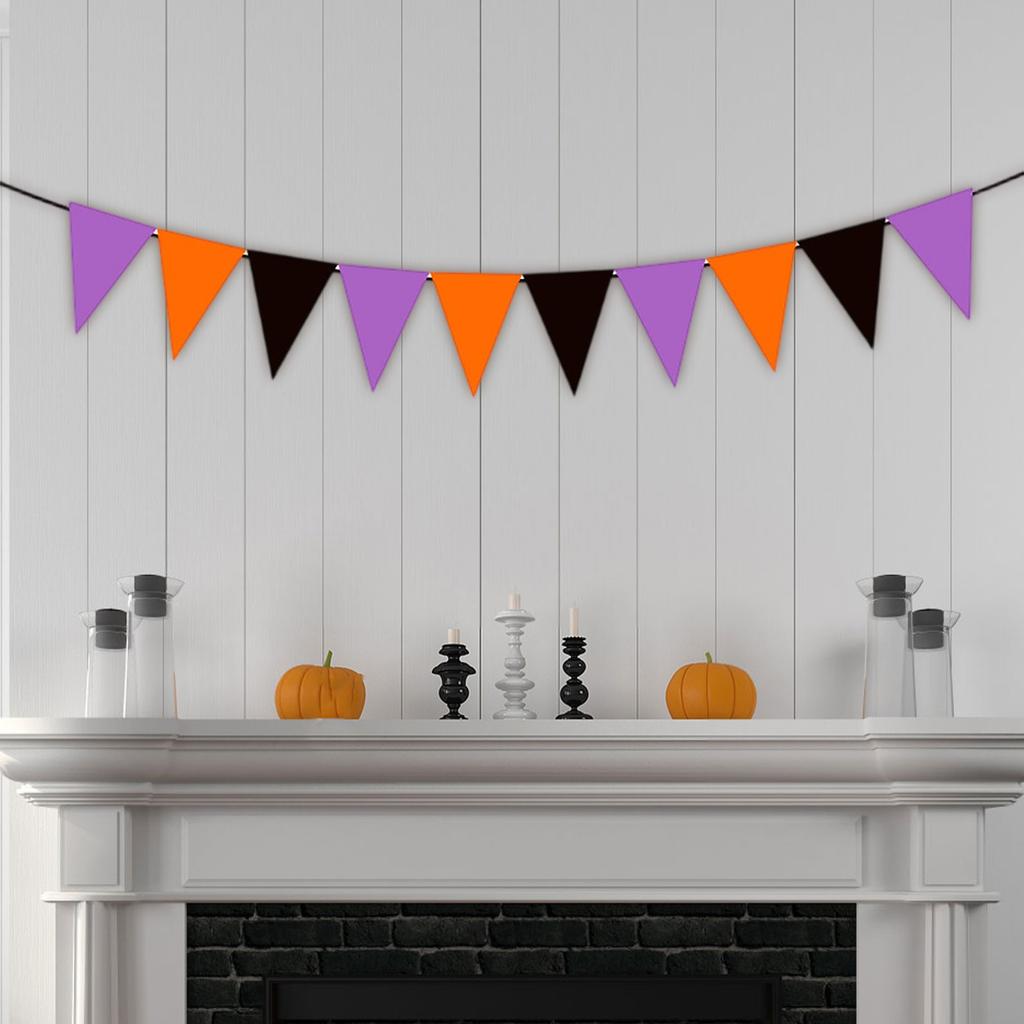 Halloween Dreiecksflaggenbanner, Partydekoration Stoff Dreieckige Bunte Flagge