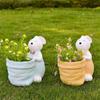 Flower Pot Decorative Pen Holder Storage Case Sculpture Animal Plant Pot Garden Figurine for Living Room Home Yard Balcony Lawn
