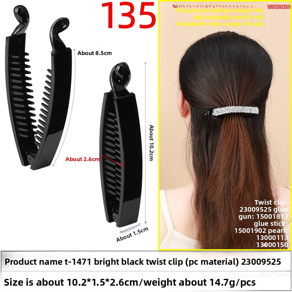 The Hairpin Has A Sweet Twist Clip At The Back of The HeadA Moon-shaped Banana Clip and A Half-tied Ponytail Vertical Clip