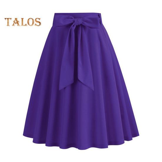 Women Mini Skirt High Waist Lace-up Bowknot Decor Short Skirt Solid Color A-Line Skate Skirt Leisure Daily Wear