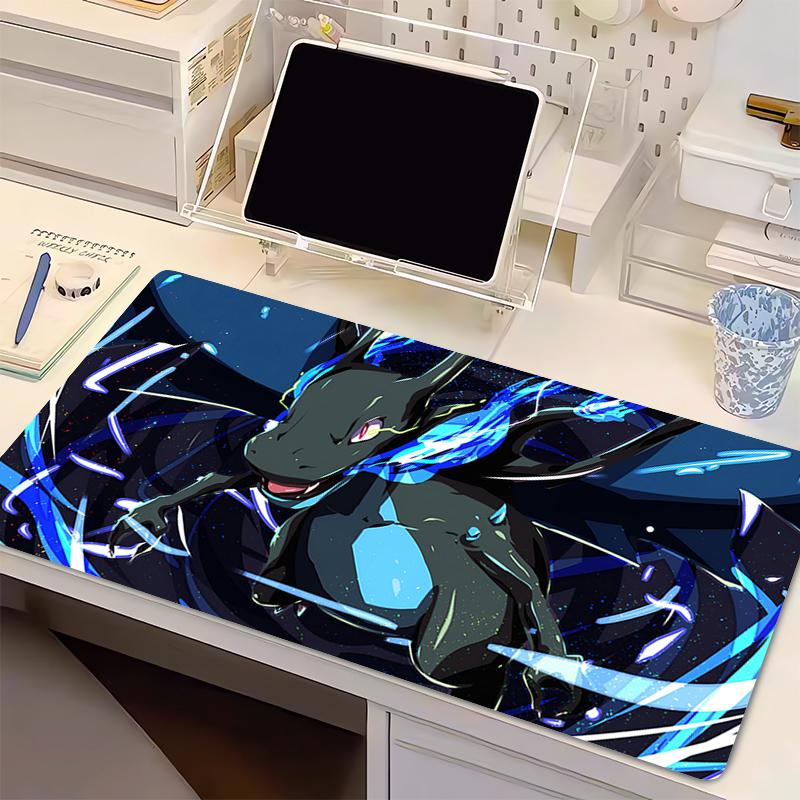 Large Mouse Pad P-Pokemon Charizard Locking Edge Carpet Laptop Pc Gamer Keyboard Mat Mousepad Edge White Tassel Rubber Table Mat