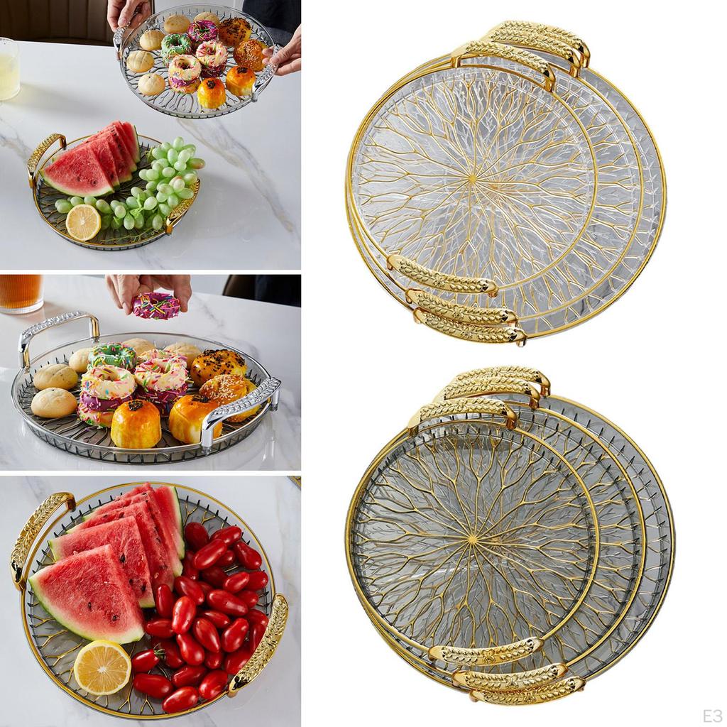 3 Pieces Fruit Plates Serving Trays Dessert Display Platters Coffee Table for Home