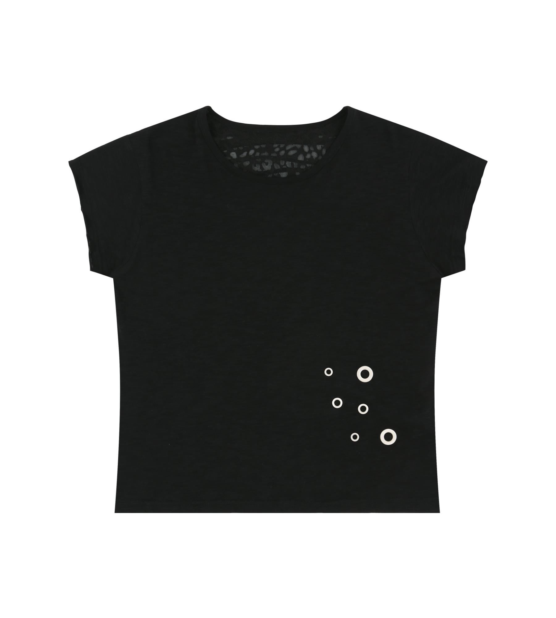 Aldue Grunge Claw Leopard Eyelet Tee (Black) Black