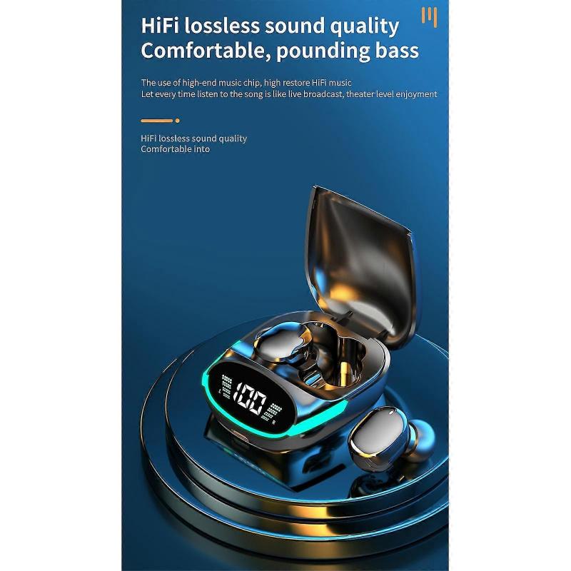 Wireless Headset Wireless Stereo In-ear Led Light Touch Digital Display Black