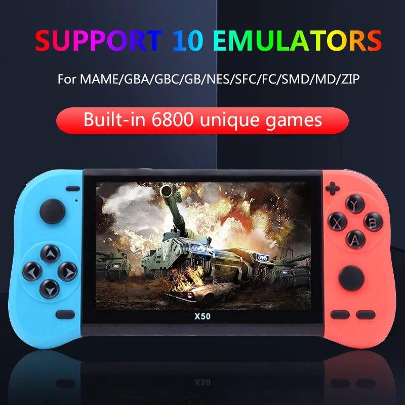 

Игровая консоль 5,1-дюймовый цветной TFT-экран 6800+ без повторения игр Портативная портативная игровая консоль в стиле ретро аркадный HD-видеоплеер