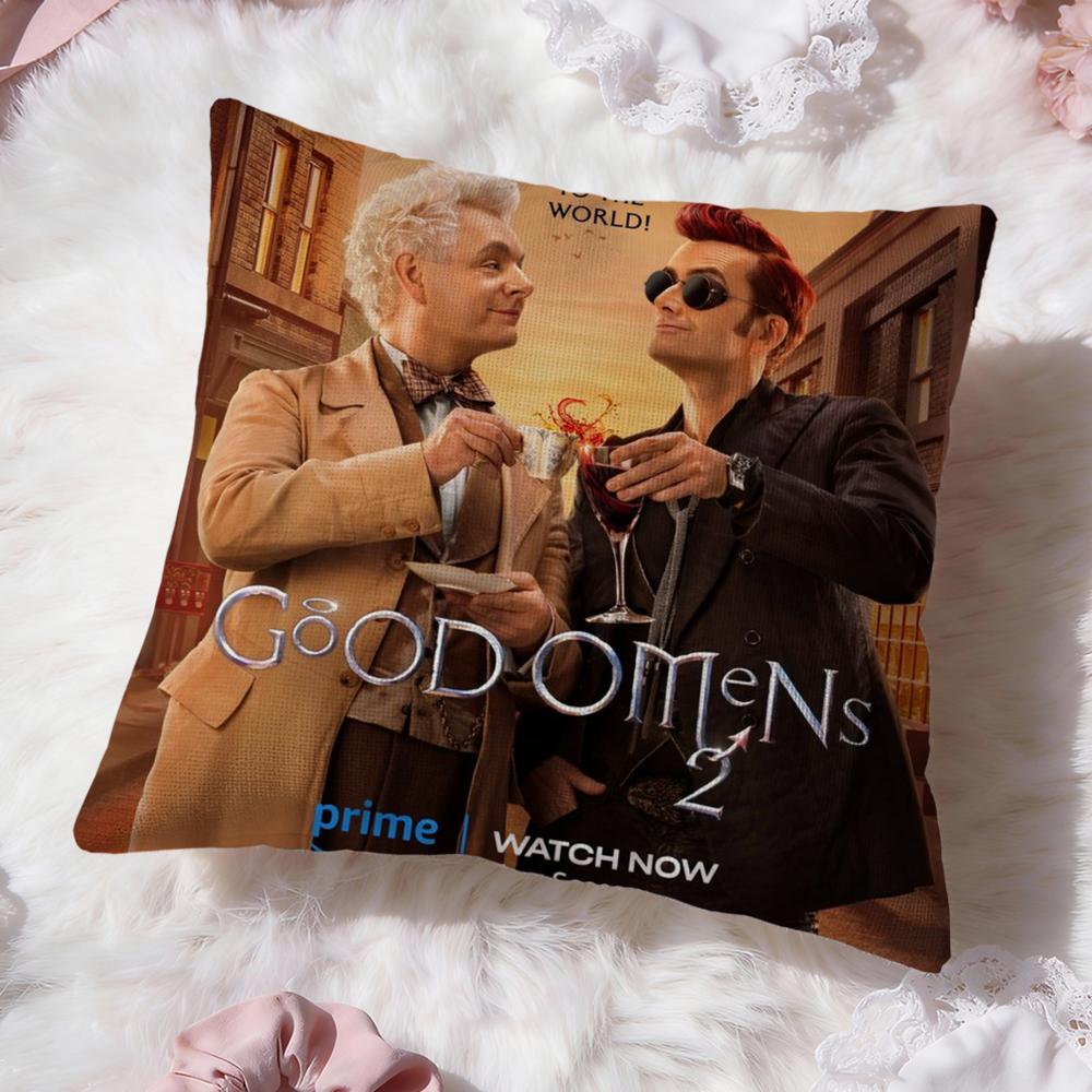 Tv G-Good Omens Cushion Cover Premium Comfort Reversible Pillow Cove -Two in One Design for Any Room & Car Interior