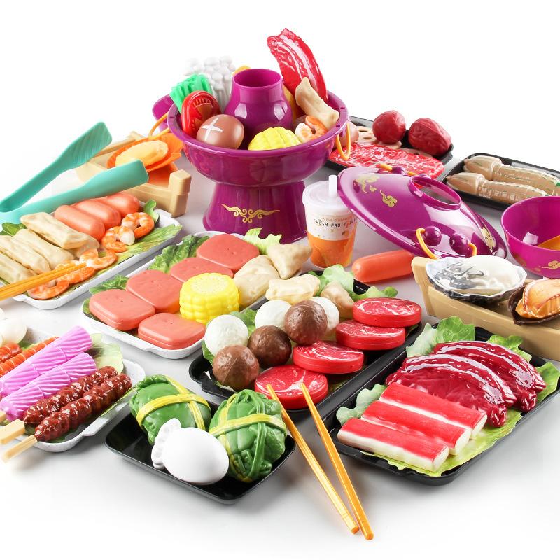 Children'S Play House Kitchen Toys Hot Pot Skewers Bbq Set Small Hot Pot Skewers Ingredients Meals Kitchenware Color Box