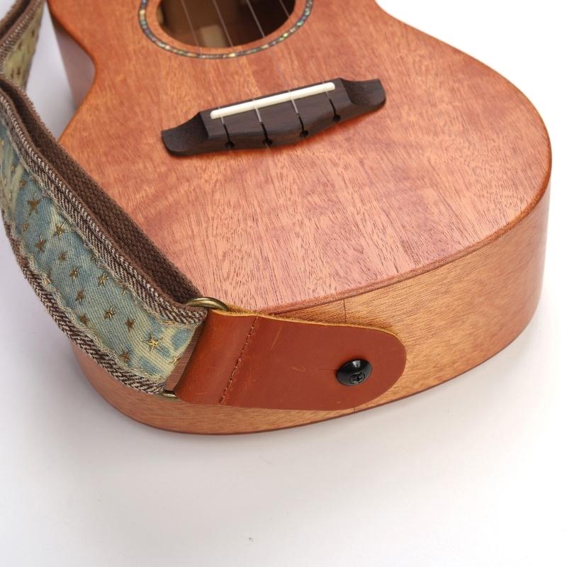 Cowboy Star Pattern Ukulele Strap Leather Adjustable Shoulder Strap Acoustic Ukulele Belt for Comfortable Playing