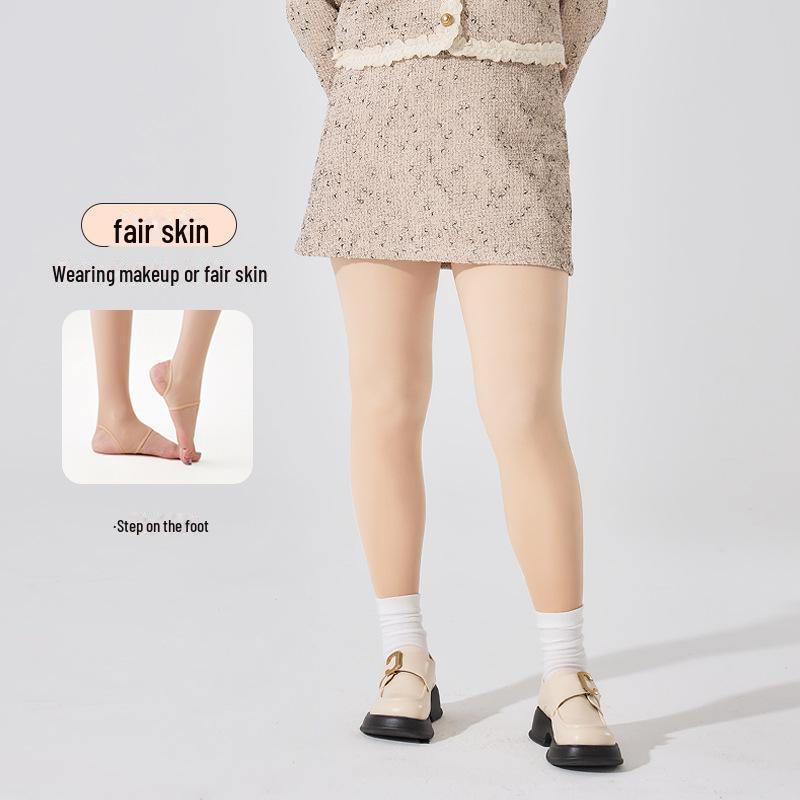 Bonas Women's Plus Velvet Thick Nude Stockings - Autumn/Winter Double Layer Skin Tone Pantyhose