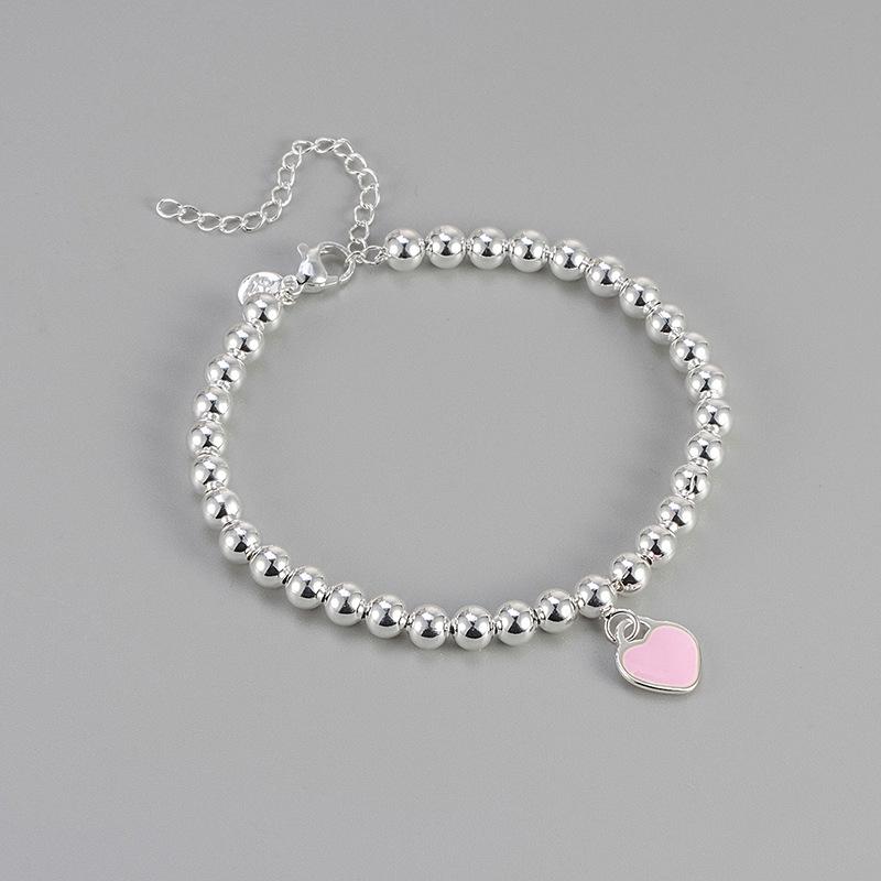 Women's Love Heart Bracelet - Elegant, Versatile Beaded Chain for Daily Fashion.