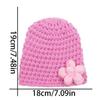 Knitted Baby Hat with Flower Autumn Winter Warm Boy Girl Beanie Cap Cute Solid Color Newborn Infant Bonnet Accessory