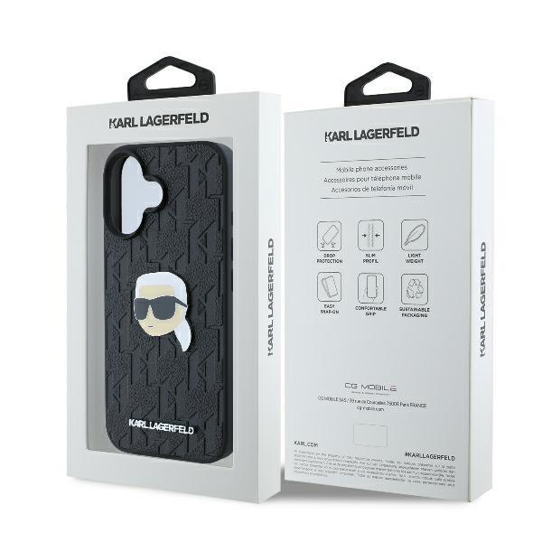 Karl Lagerfeld Klhcp16Spgklkipk Iphone16 6.1 Czarny/Black Hardcase Monogram Karl Head Pin