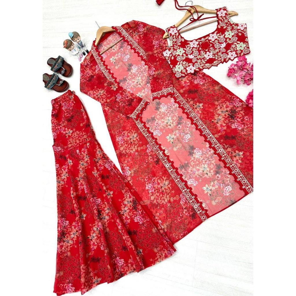 Launching New  Bollywood Indo Western Koti Plazo & Blouse Collection*