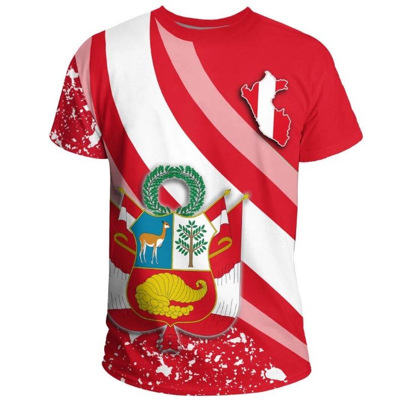 Customized Summer Casual Peru Emblem Graphic T-shirts Loose Men's Fashion E-Sports Jersey Short Sleeve Tops Fast Dry Streetwear