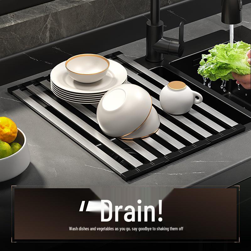 304 Stainless Steel Foldable Sink Drainer & Dish Drying Rack