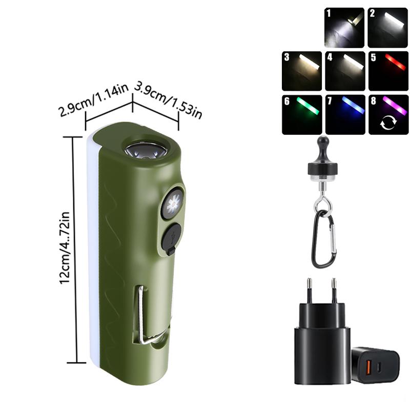 Outdoor LED Camping Lamp Built-in 2*18650 Rechargeable Torch RGB Atmosphere Lamp Portable Hook Tent Lamp Long Lasting Lantern