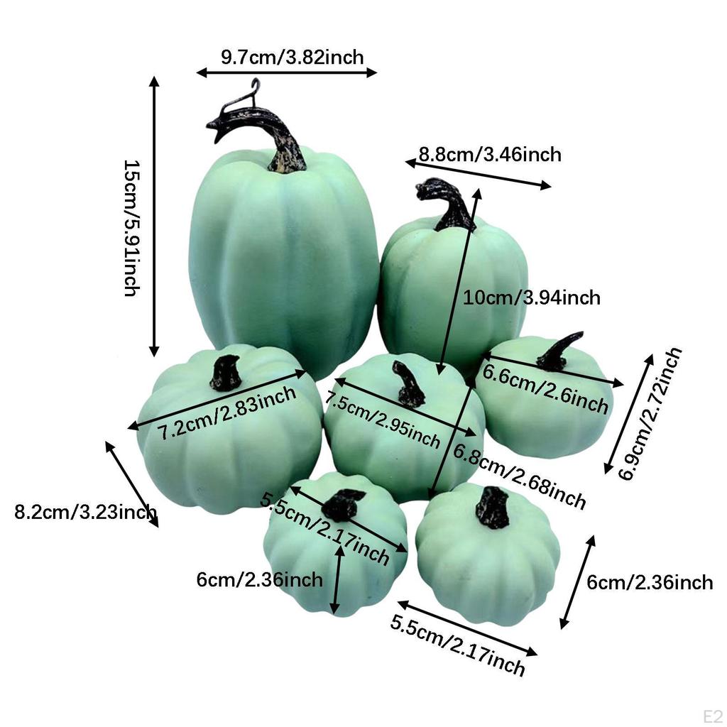 7x Halloween Decor Artificial Pumpkins Set Home Decoration Props for Autumn Display Farmhouse