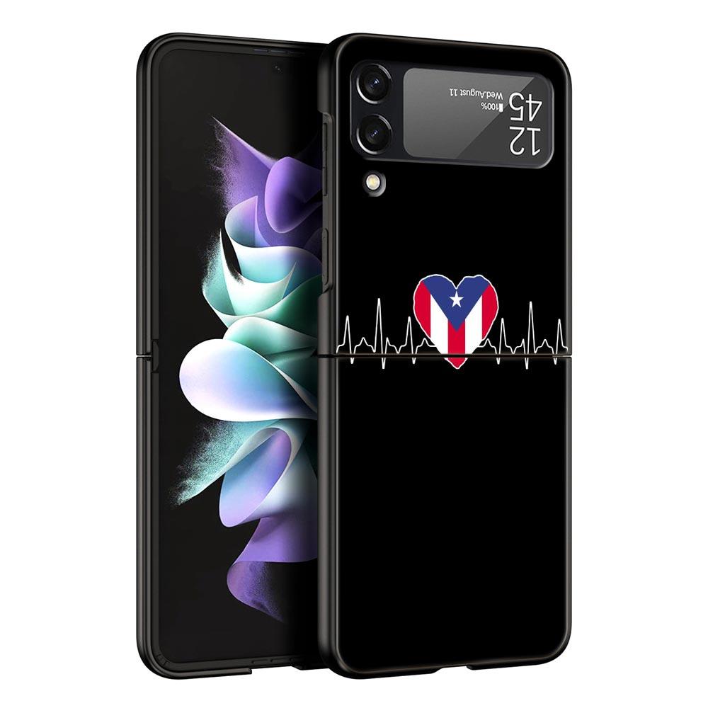 Vlajka britského srdečního tepu Čína Láska Linka Pouzdro na telefon pro Samsung Galaxy Z Flip 3 4 5 Černé skládací mobilní pouzdro Tvrdý PC Ochranný kryt