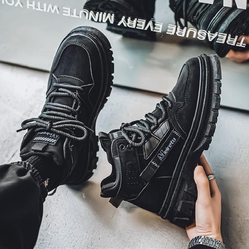 

Ботинки Martin мужские зимние ботинки в британском стиле ретро повседневные рабочие ботинки уличные водонепроницаемые и нескользящие ботинки на платформе локомотив рыцарь 44 чёрный