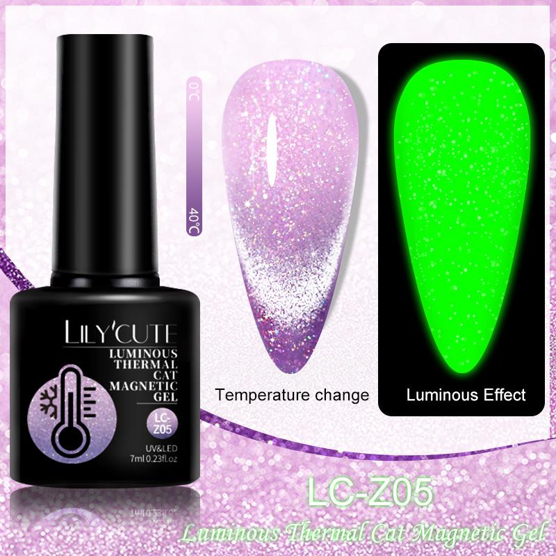 LILYCUTE 7ml Thermal Gel Nail Polish 3 Layers Temperature Shiny Color Changing Semi Permanent Soak Off UV Gel Polish Varnish Base Top Gel Nail Art DIY