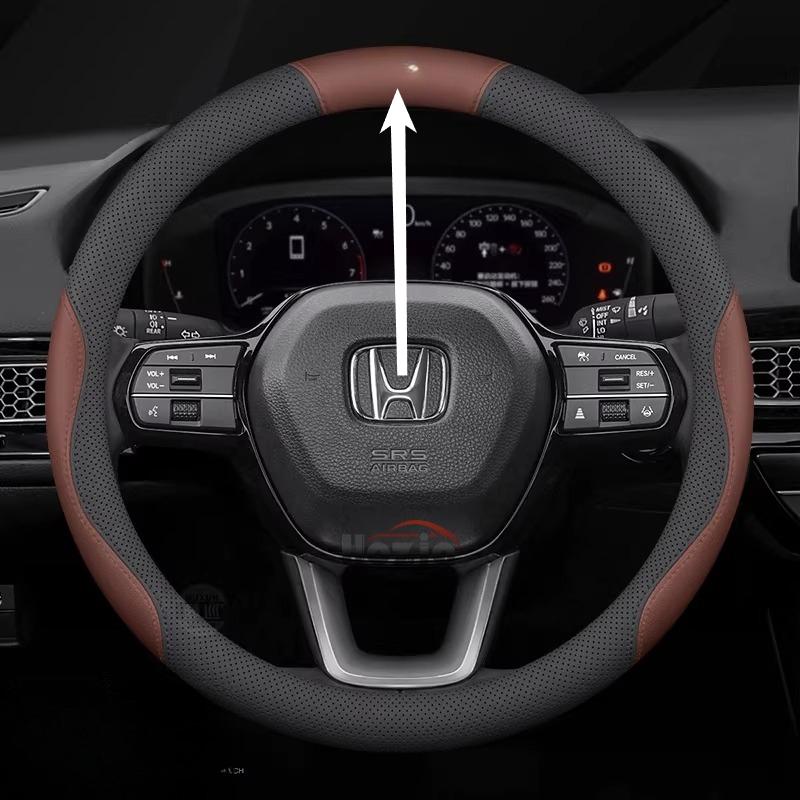 AAAKM1 Leather Car Steering Wheel Cover for Honda HRV CRV Civic City Passport Accord CRZ 2022 2023 2024 2025 2026 Interior Accessories