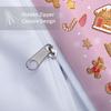 3-piece set of Christmas pink gingerbread man pattern print (1 duvet cover+2 pillowcases, no core) comfortable bedding set