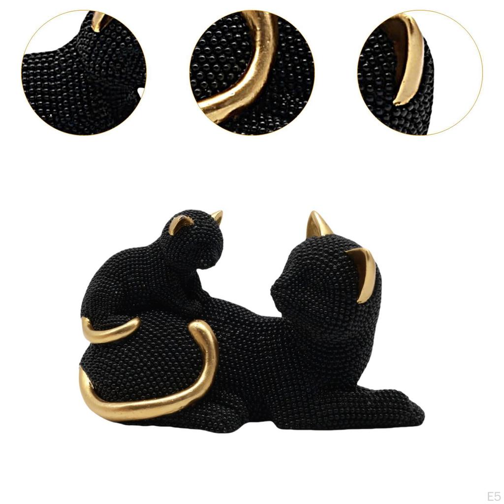 Cat Sculpture Animal Statue Collectible Decorative Figurine Desktop Ornament for Cabinet Bedroom