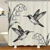 Vintage Moth & Floral Sketch Waterproof Shower Curtain for Bathroom Decor