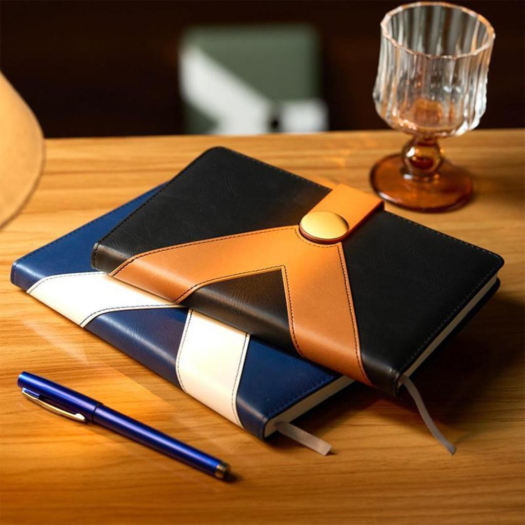 A5 verdicktes Business-Leder-Notizbuch, Studenten-Studienheft, Arbeitsbesprechungsprotokollbuch, Tagebuch mit Schnalle, 100 Blatt 200 Seiten