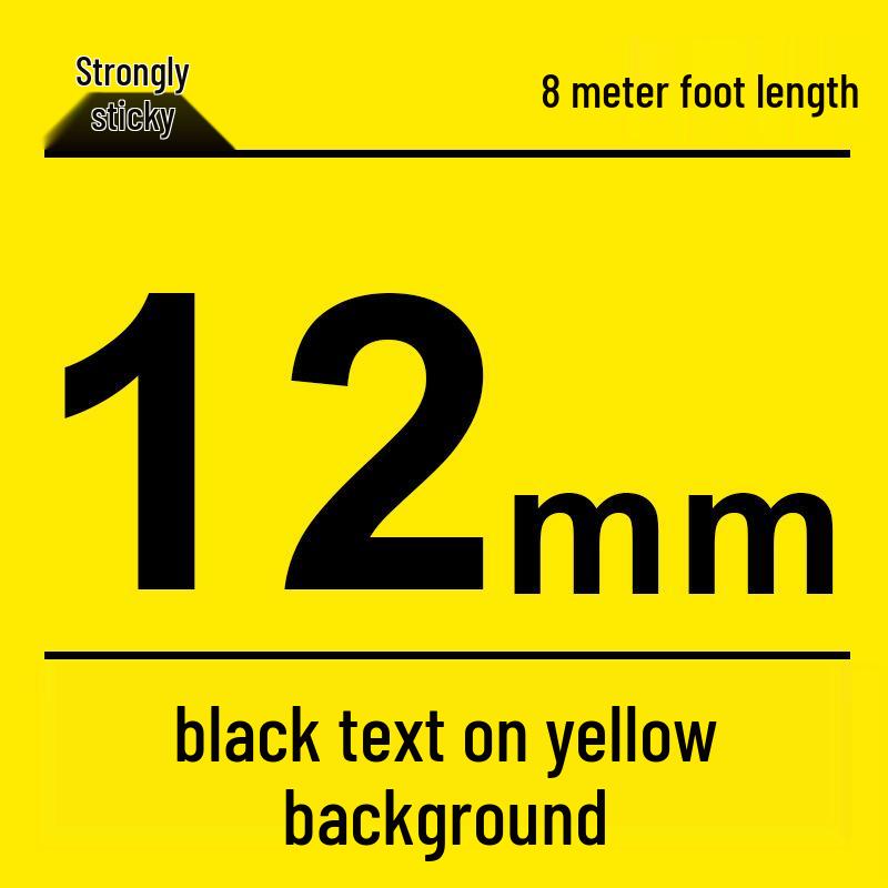 Compatível Fita para Rotulador Brother 12mm: PT-E100B/D210/D450/115B, Autoadesivo Laminado