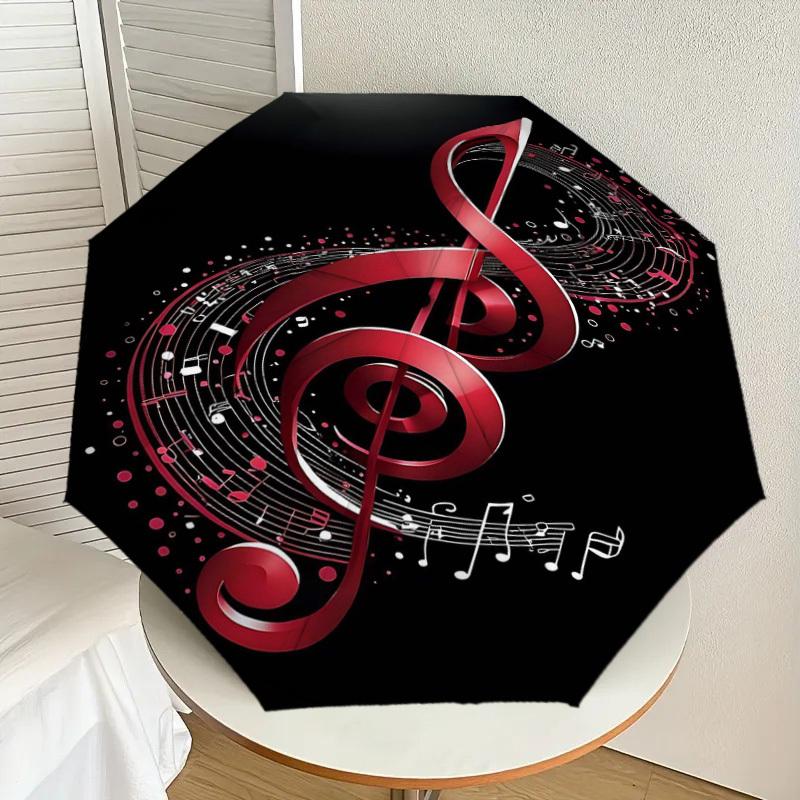 1PC Music Note Umbrella-8-Rib Reinforced, Automatic Open, Lightweight & Durable, Cute Fashion Accessory for Outdoor-T384