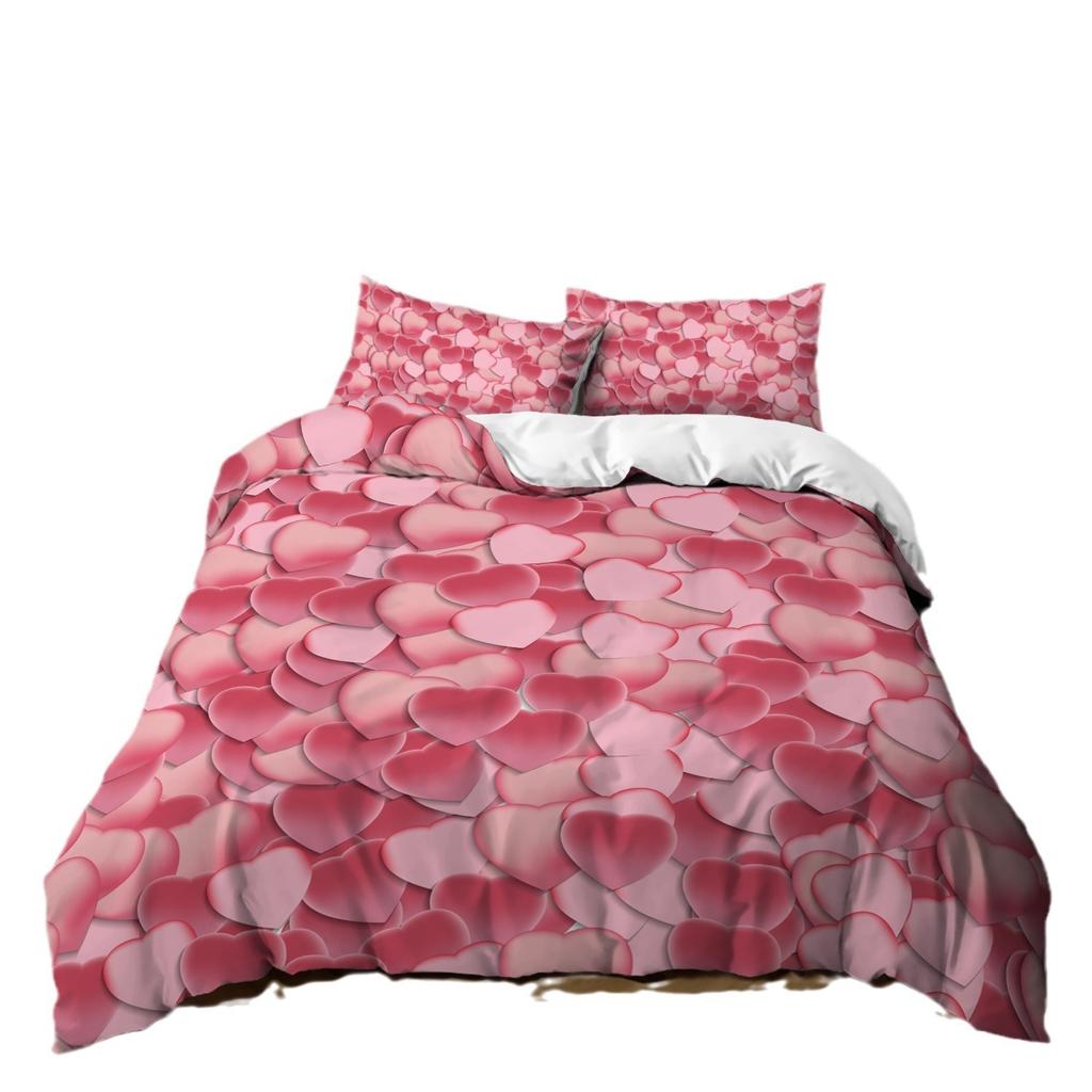 Bedding, Feather Chart Digital Printing Three-Piece Set, Quilt Cover Sheet Kit